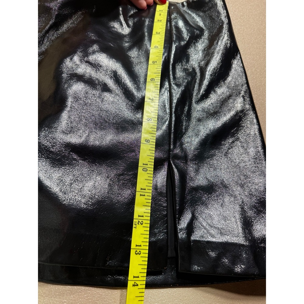 Amanda Uprichard Black Faux Leather Mini Skort Metallic Patent Slit Size M - Picture 3 of 8